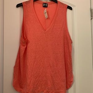 H by Bordeaux Linen V Neck Tank 3X NWT